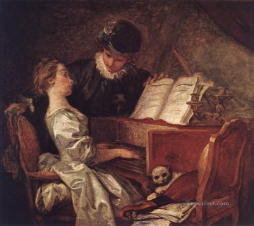  eroticism Canvas - Music Lesson Rococo hedonism eroticism Jean Honore Fragonard